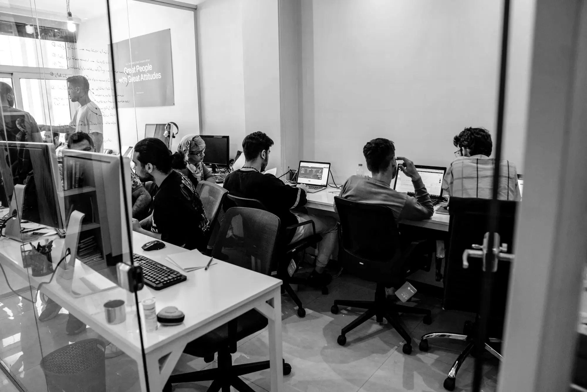 A product team at work in an open studio space
